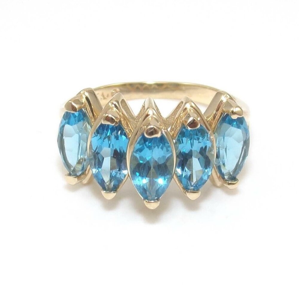 Alwand Vahan 14K Yellow Gold Ring 2.50 ct Blue Topaz Raised Size 7.5